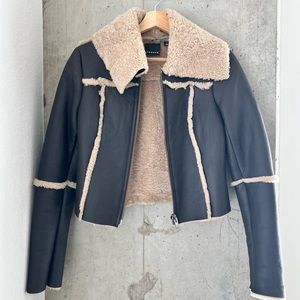 Cropped brown Trouvé leather jacket